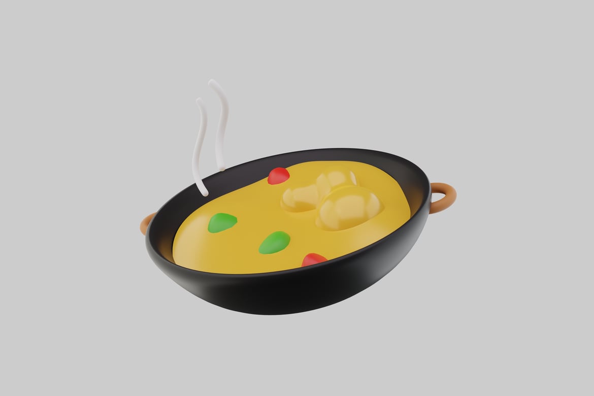 Download Bowl with Yellow Liquid and Colorful Objects 3D Model