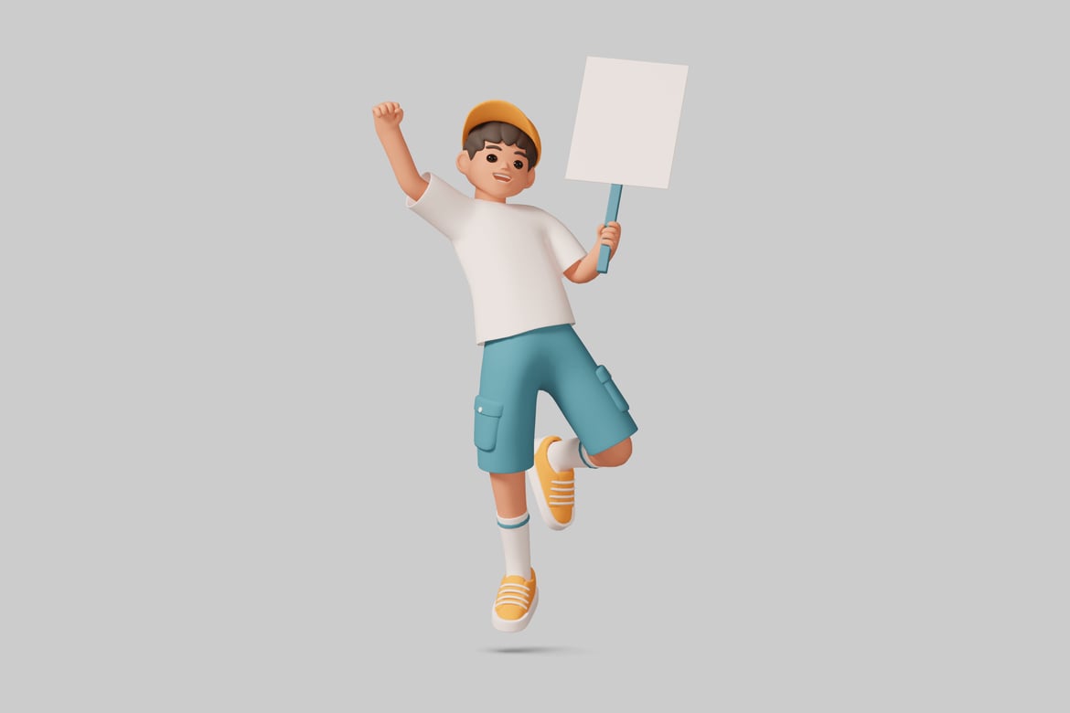 Download Boy holding a sign. 3D Model