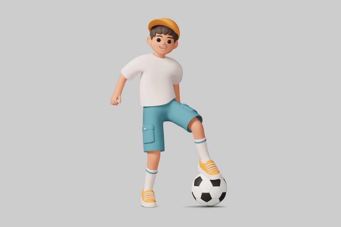 Download Boy Playing Soccer 3D Model