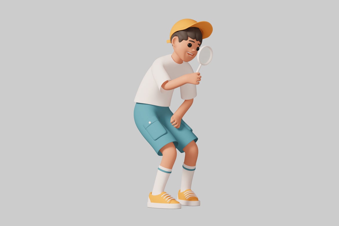 Download Boy with magnifying glass 3D Model