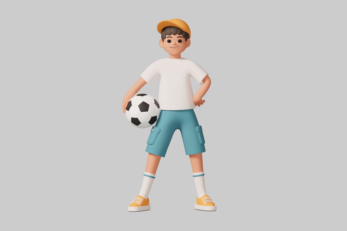 Download Boy with soccer ball 3D Model