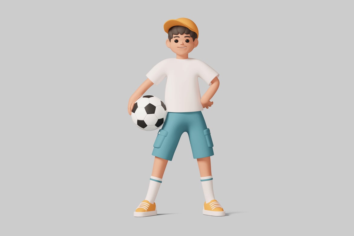 Download Boy with soccer ball. 3D Model