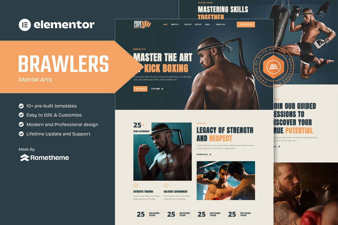 Download Brawlers - Martial Arts Elementor Template Kit