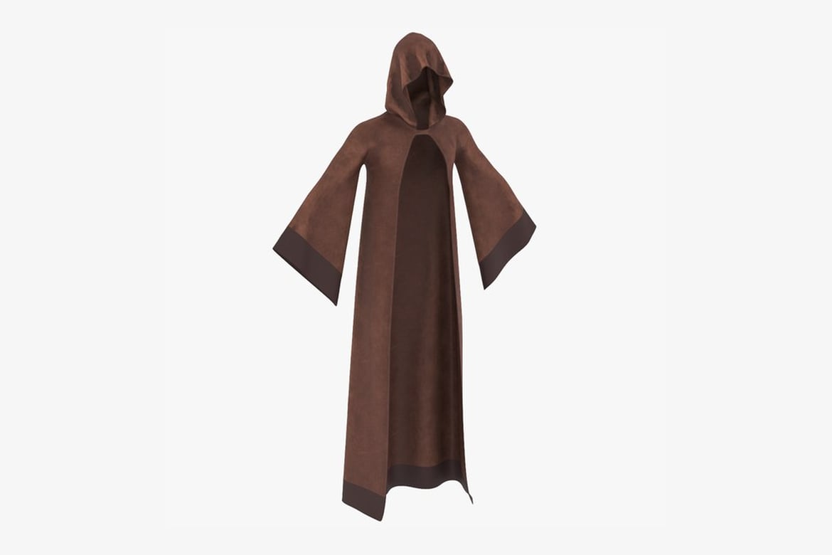 Download Brown Hooded Robe with Dark Accents 3D Model