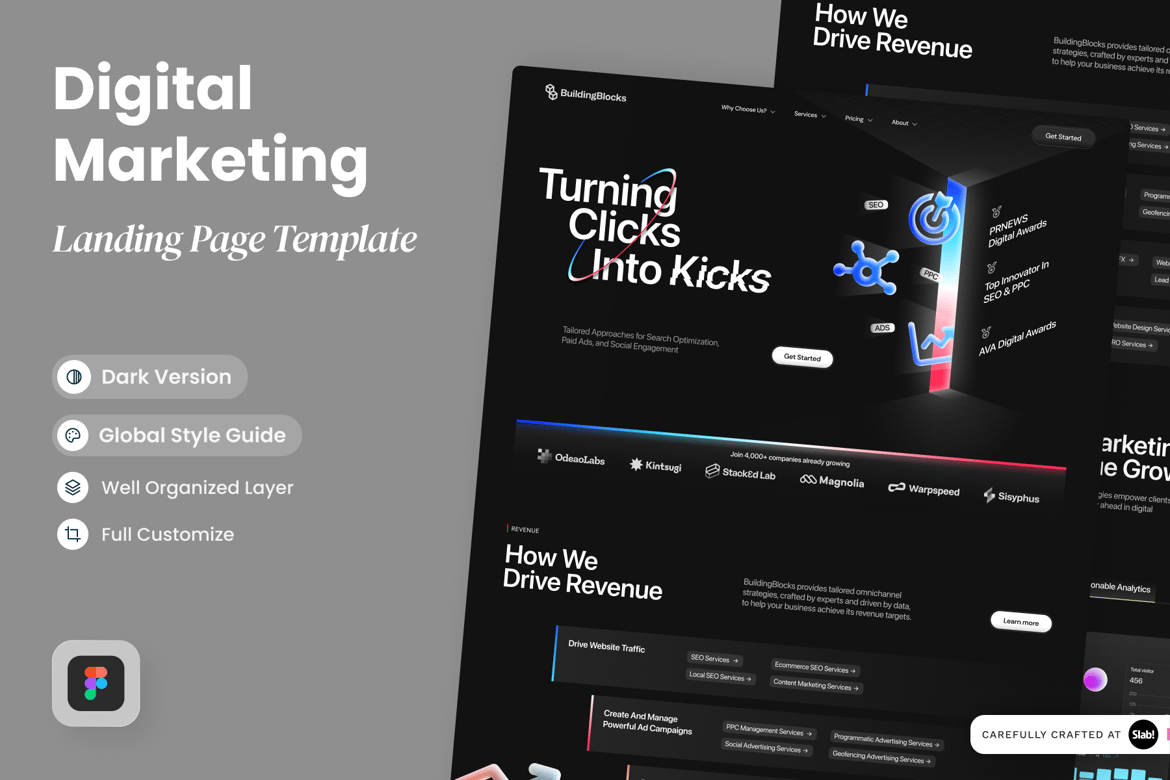 Download BuildingBlocks - Digital Marketing Landing Page Figma Design