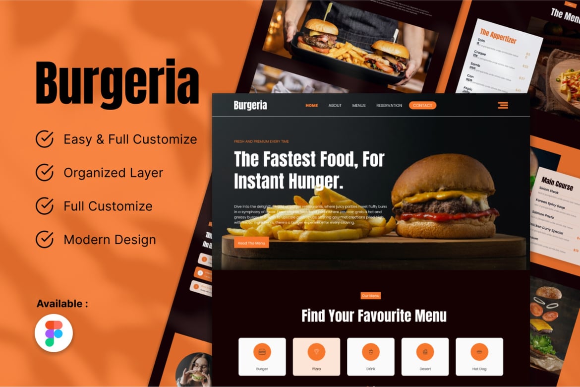 Download Burgeria Restaurant Website UI Kit Figma Template Figma Design