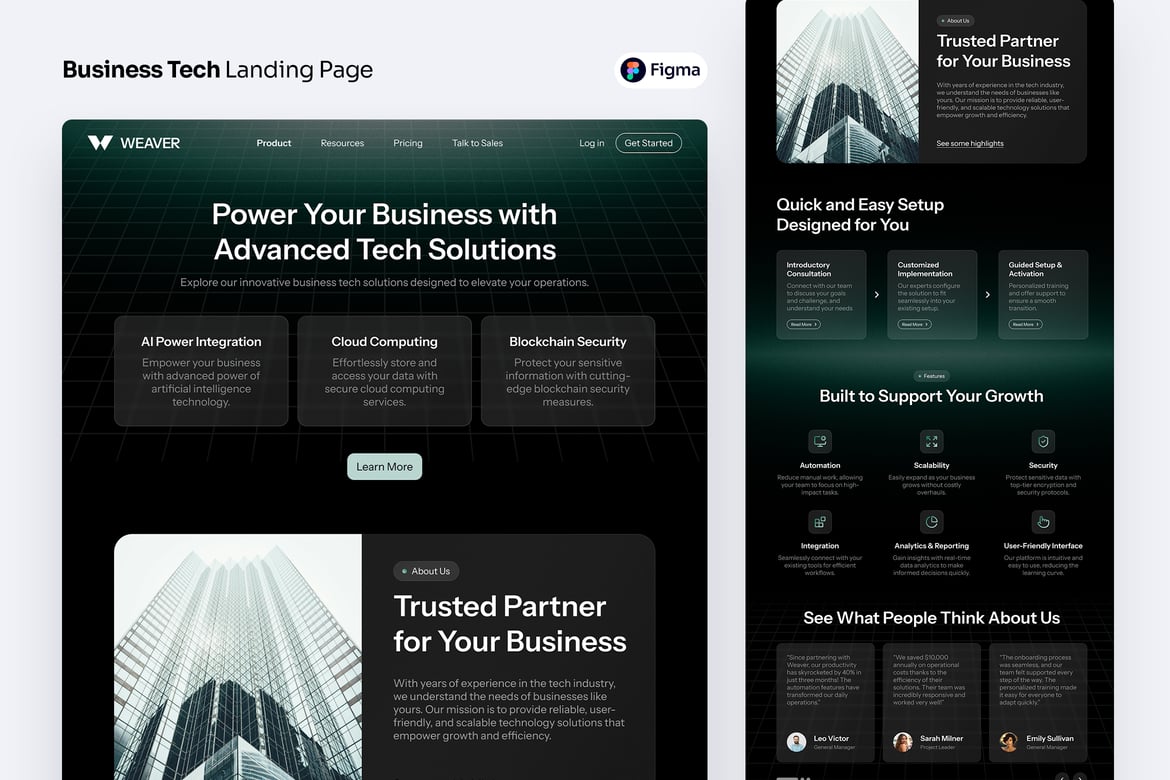 Download Business Tech Landing Page Template Figma Design