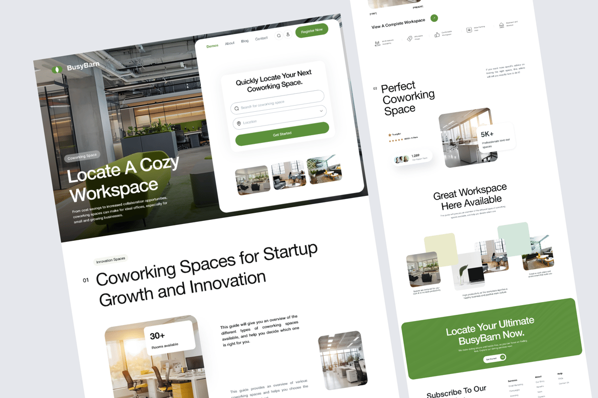 Download BusyBarn - Coworking Space Figma Design