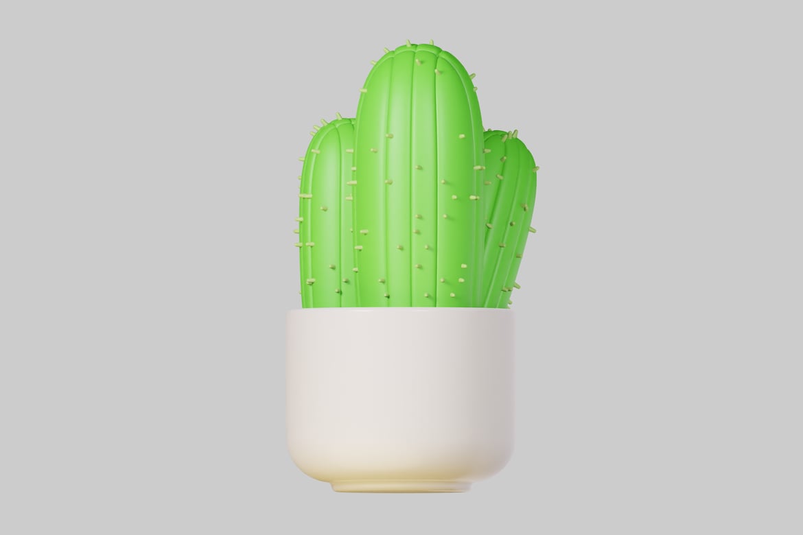 Download Cactus in a white pot 3D Model