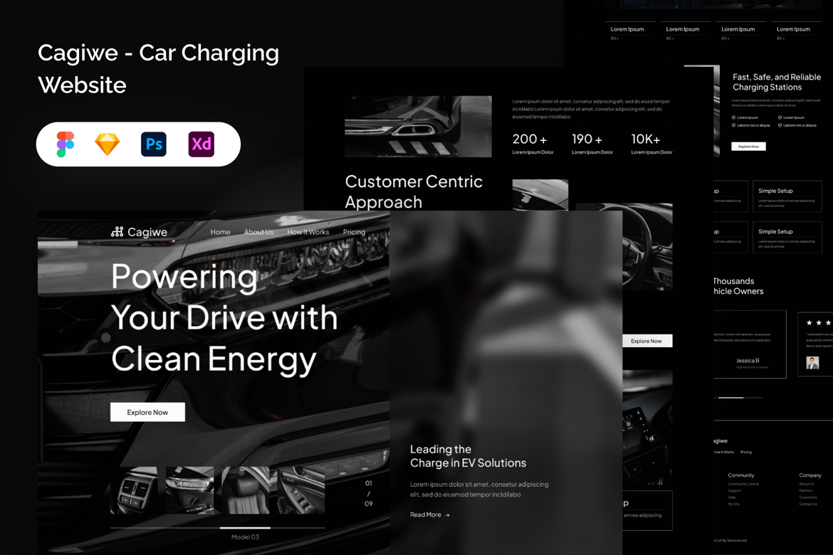 Download Cagiwe - Car Charging Website Template Figma Design