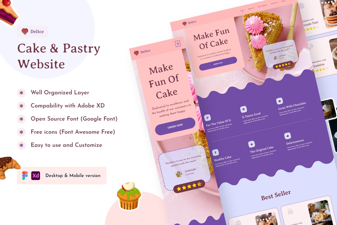 Download Cake & Pastry Landing Page Figma Design