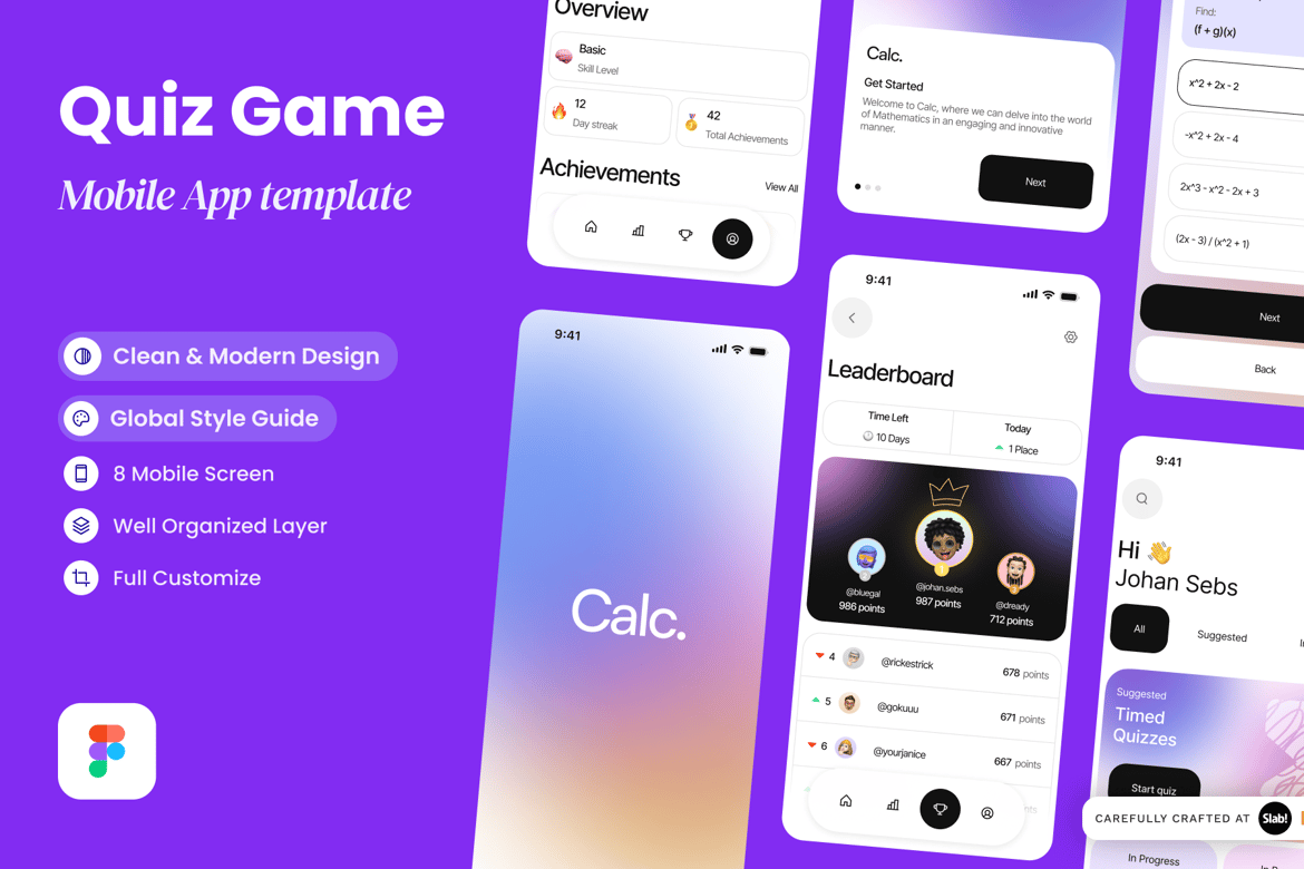 Download Calc. - Quiz App Figma Design