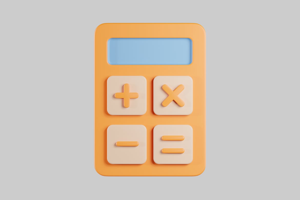 Download Calculator with blue screen and buttons. 3D Model