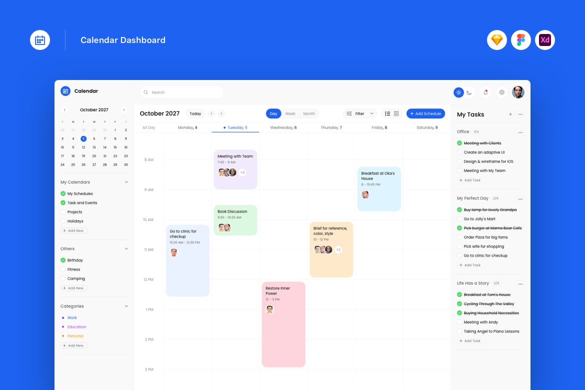 Download Calendar Dashboard Figma Design