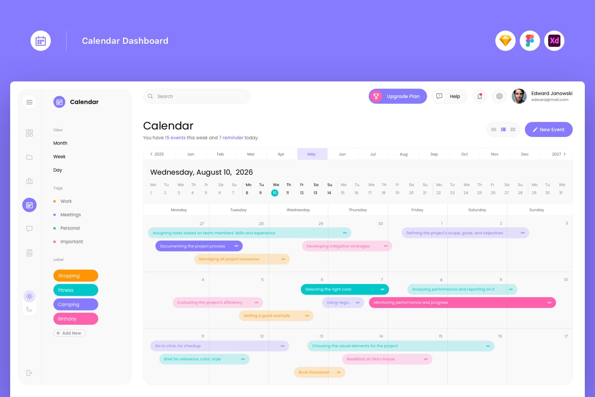 Download Calendar Dashboard Figma Design