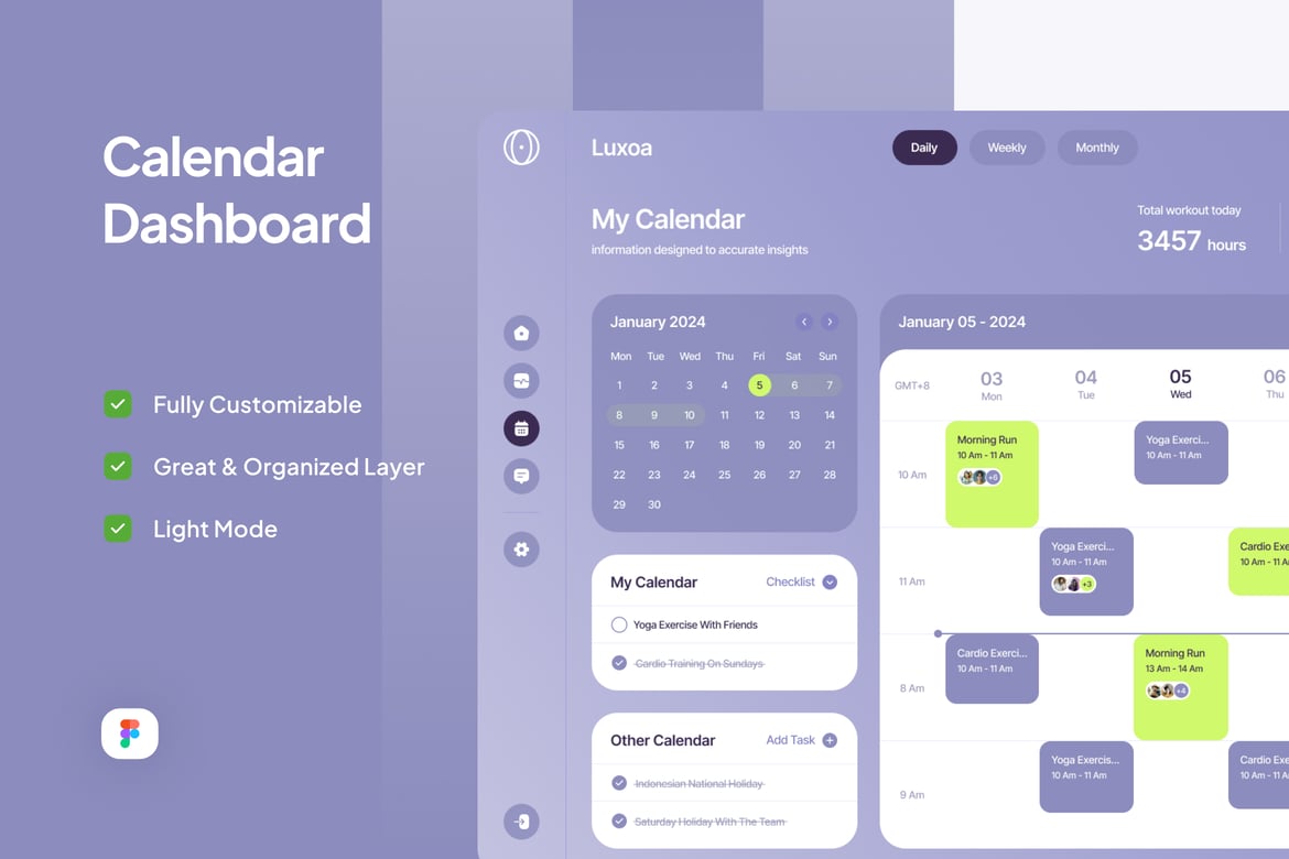 Download Calendar Dashboard - Luxoa Figma Design