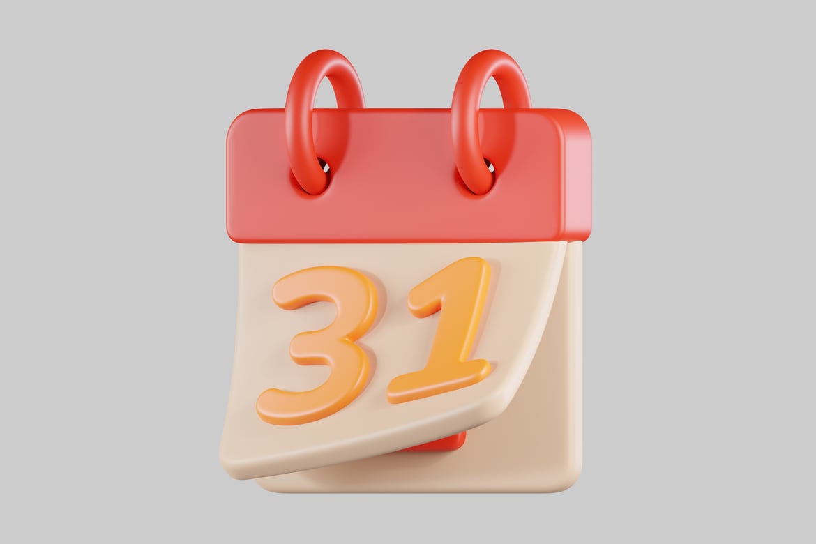 Download Calendar with the date 31 prominently displayed. 3D Model