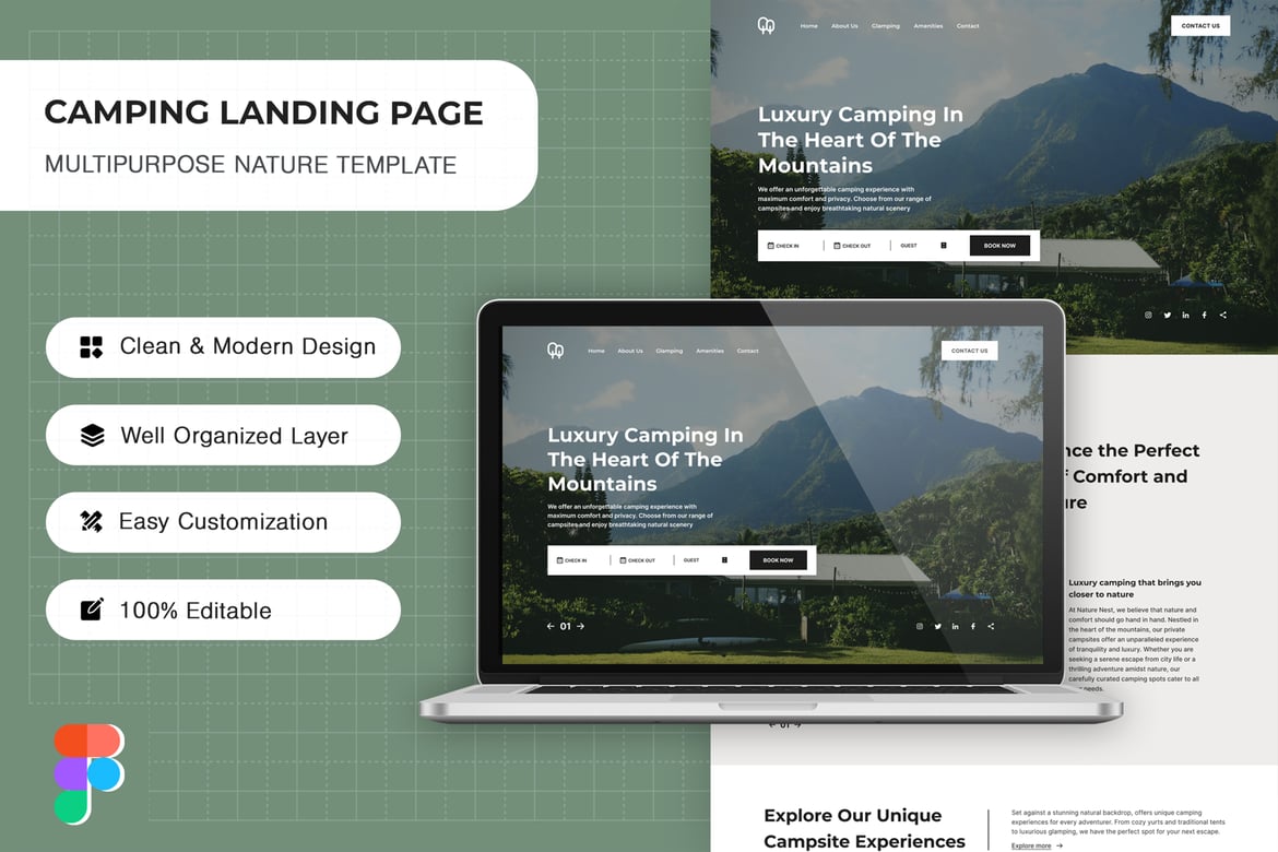 Download Camping Landing Page Template Figma Design