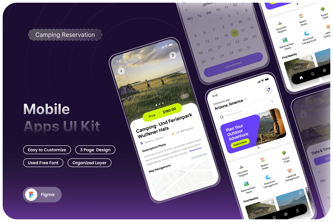 Download CampSpot - Camping Reservation Apps Figma Design