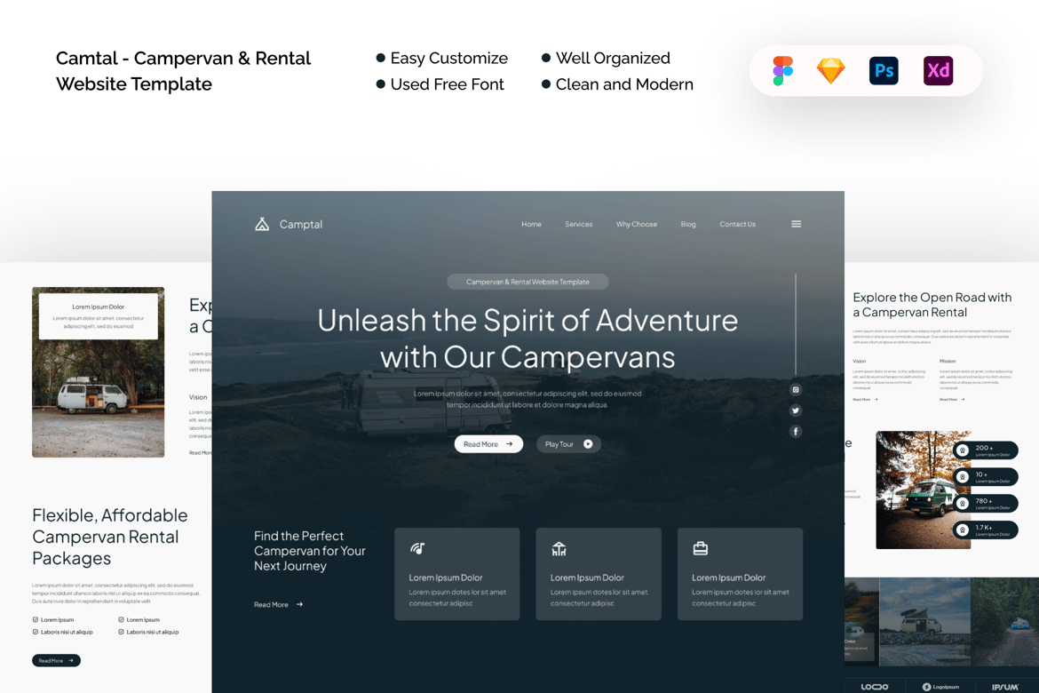 Download Camtal - Campervan & Rental Website Template Figma Design