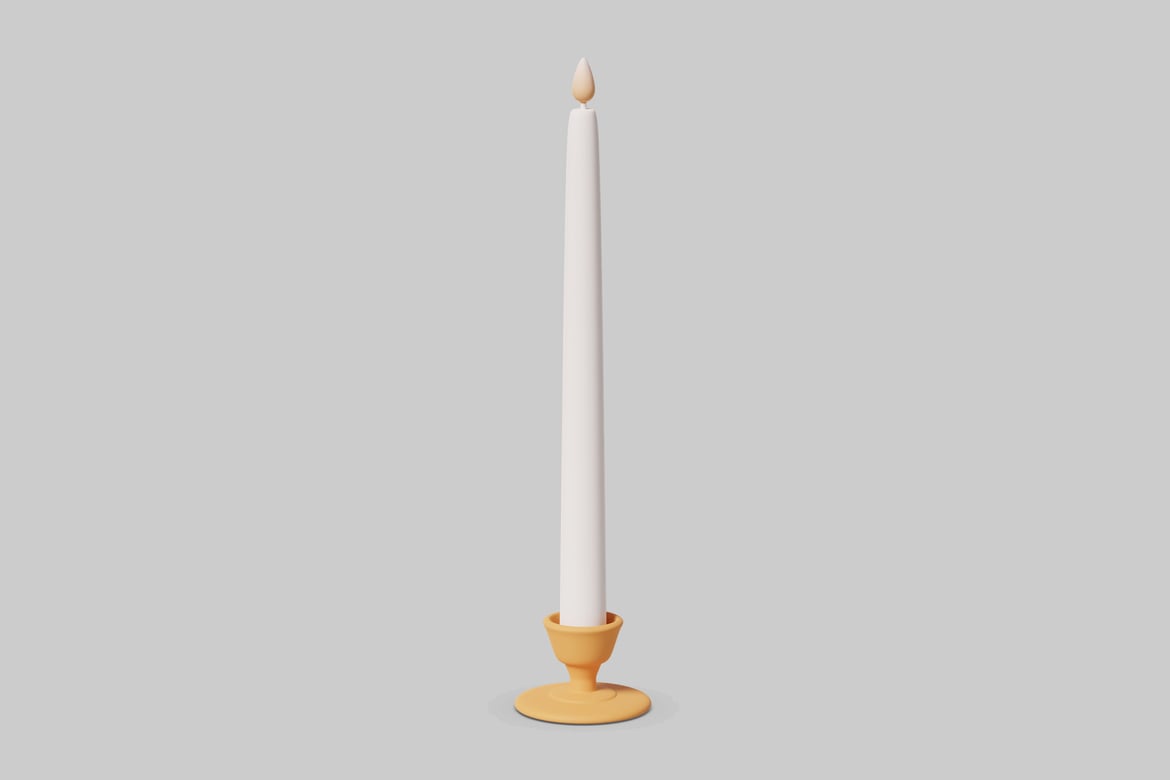 Download Candle on a yellow base 3D Model