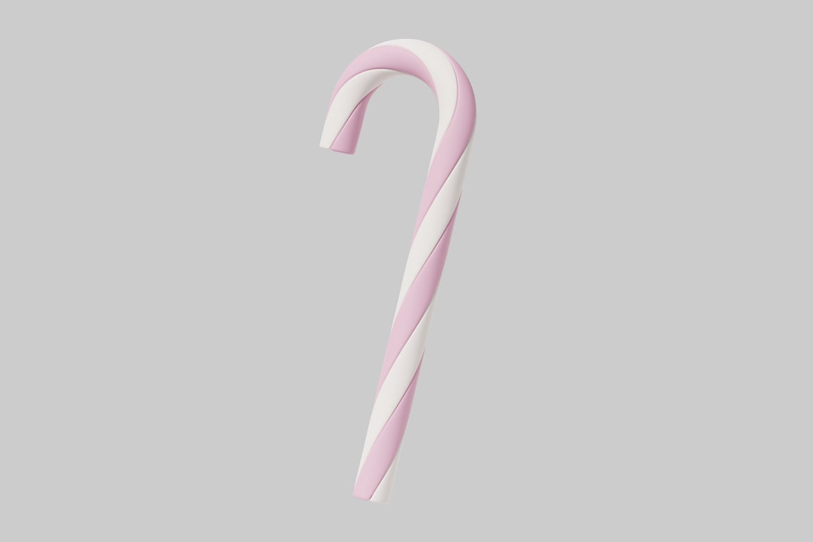 Download Candy cane with pink and white stripes 3D Model