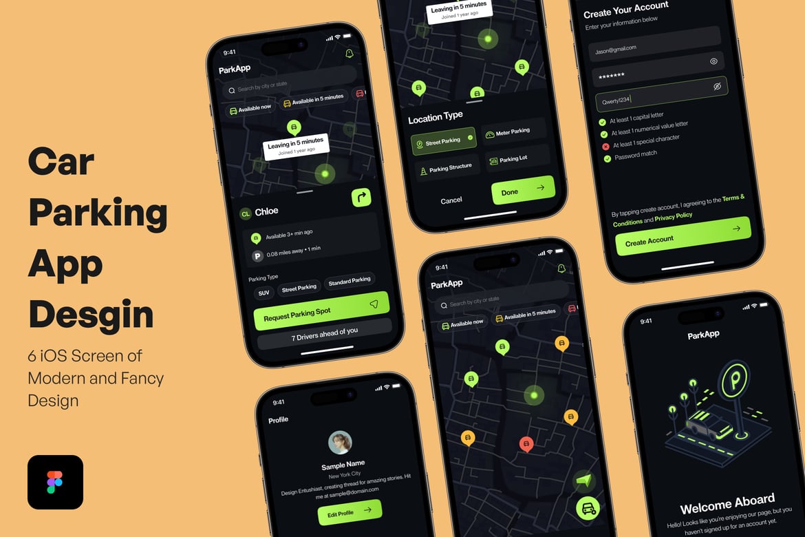 Download Car Parking App  Desgin Figma Design