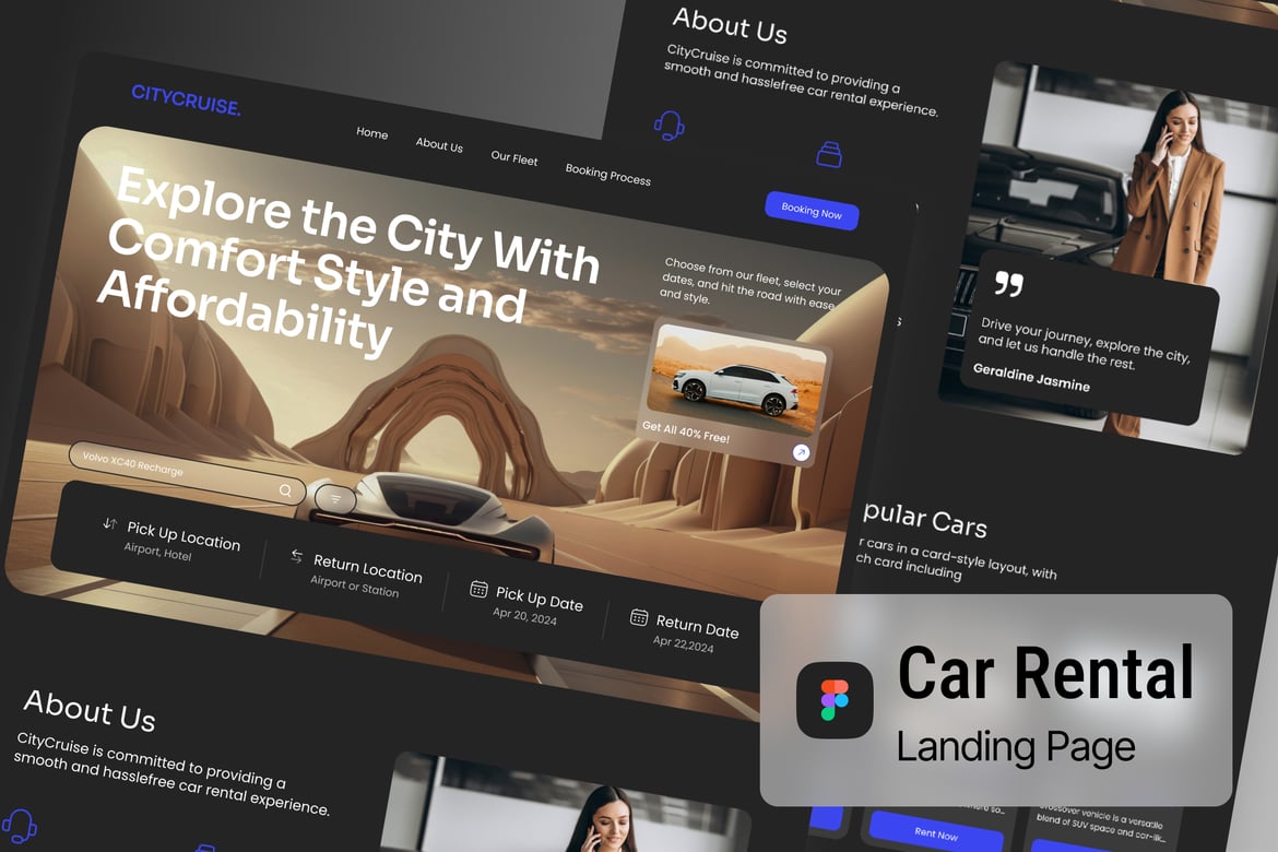 Download Car Rental Landing Page Figma Design