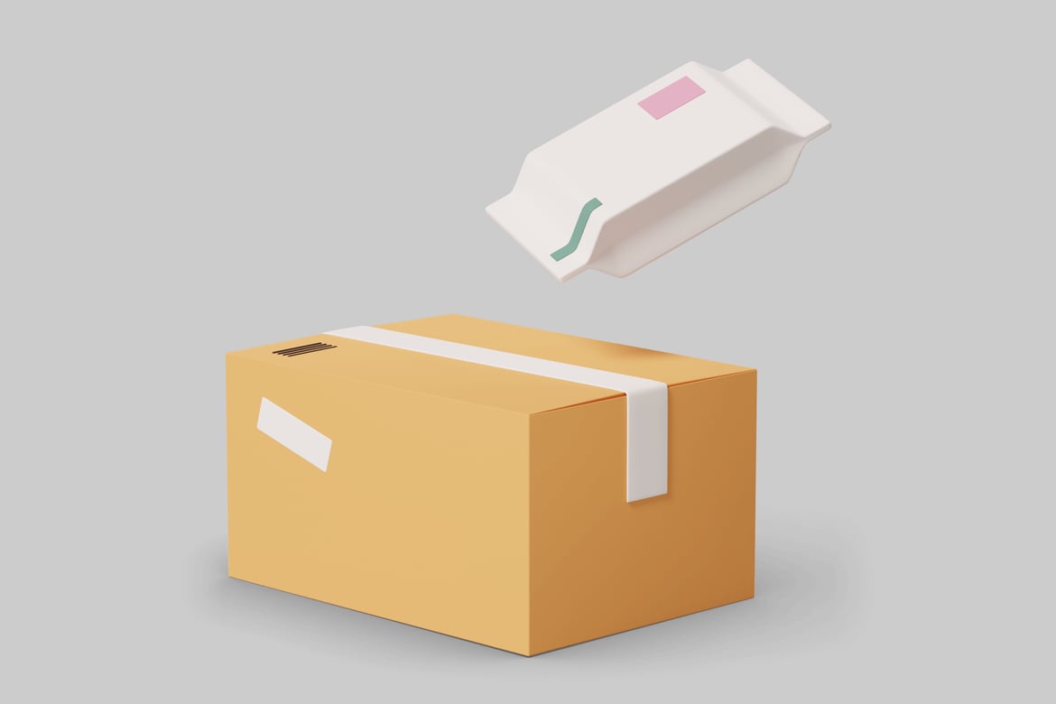 Download Cardboard box with white tape 3D Model