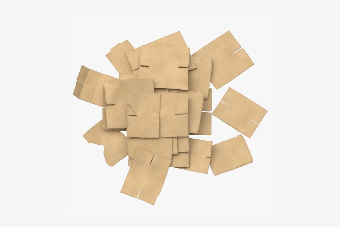 Download Cardboard Pile Small Medium and Large, Abstract Arrangement of Cardboard Scraps 3D Model