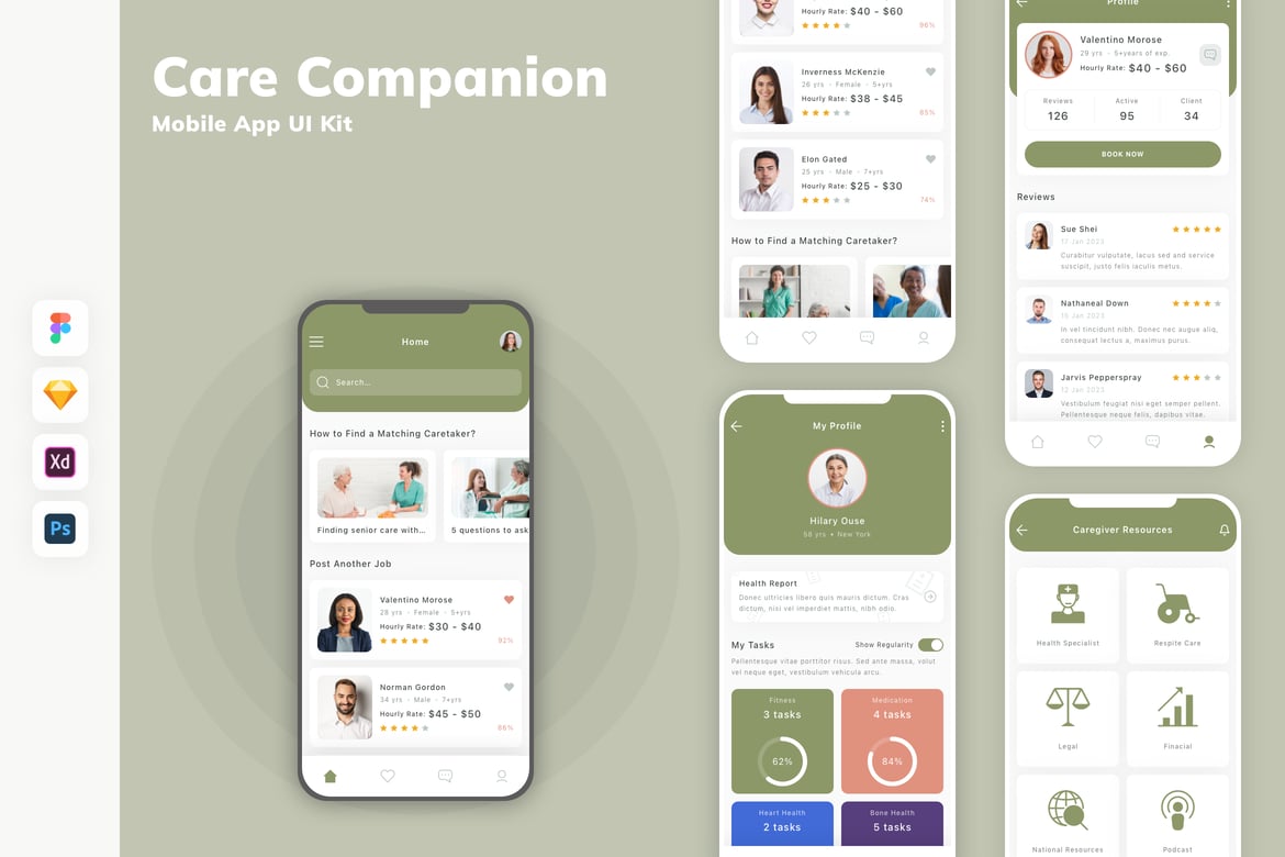 Download Care Companion Mobile App UI Kit Figma Design