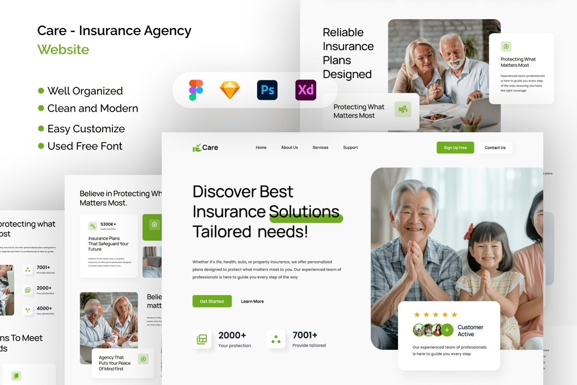 Download Care - Insurance Agency Website Figma Design