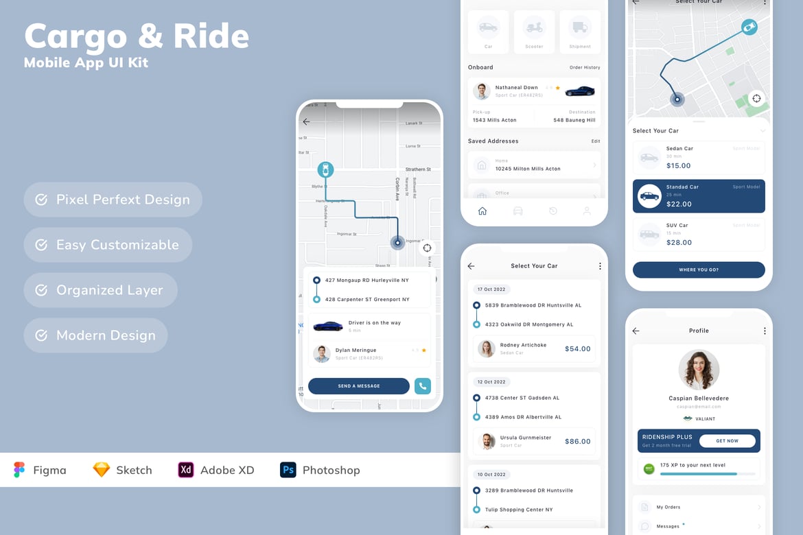 Download Cargo & Ride Mobile App UI Kit