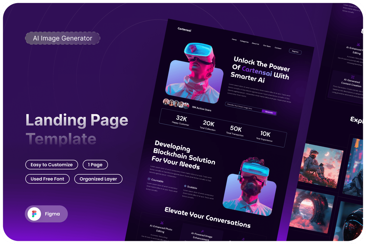 Download Cartensai - AI Image Generator Landing Page Figma Design