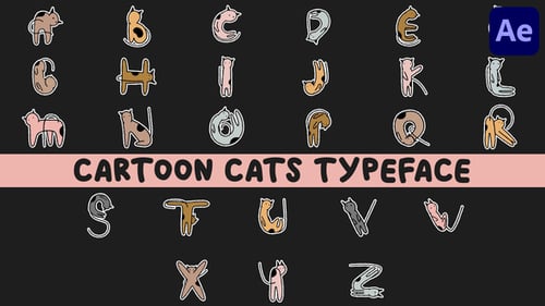 Download Cartoon Cats Animated Typeface for After Effects After Effect Template