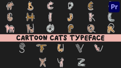 Download Cartoon Cats Animated Typeface for Premiere Pro MOGRT After Effect Template