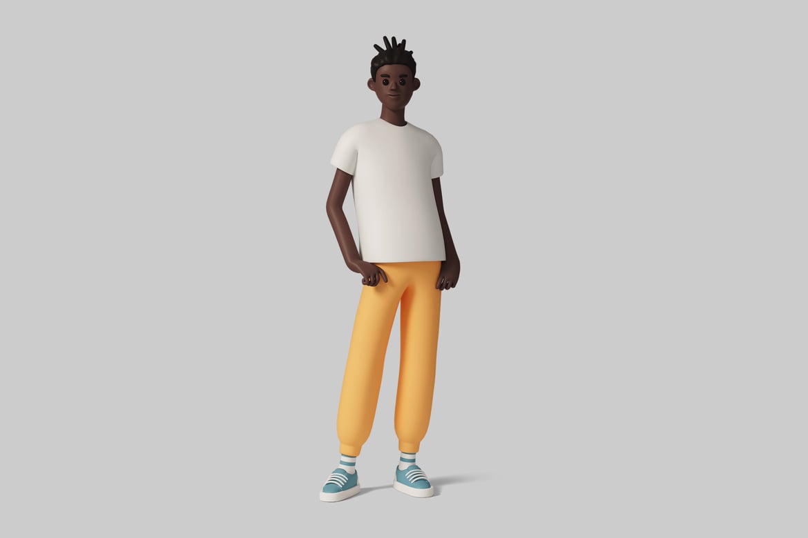 Download Cartoon character design of a man in a mohawk 3D Model