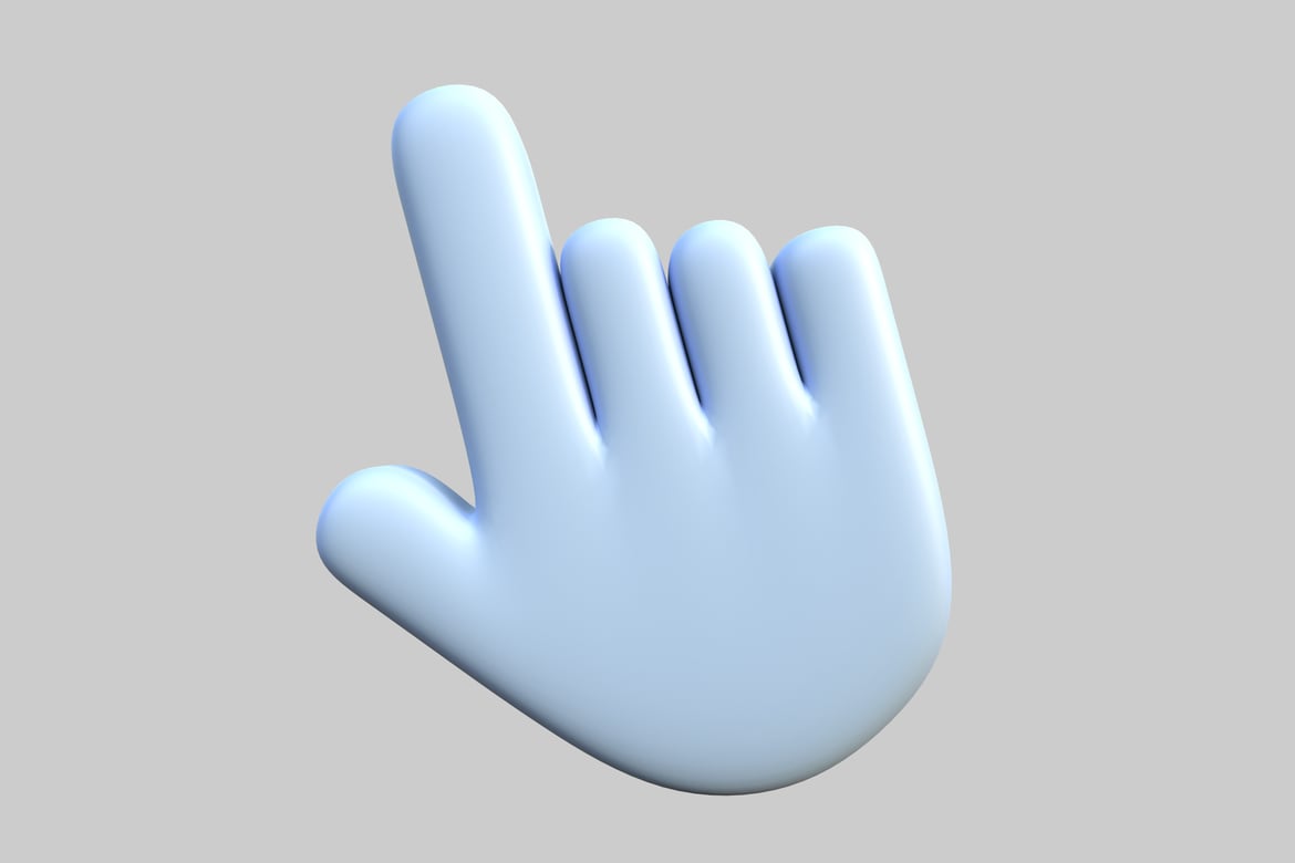 Download Cartoon hand with index finger raised 3D Model