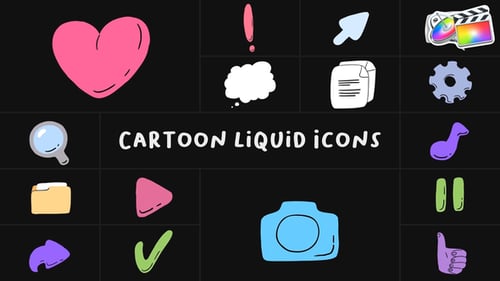 Download Cartoon Liquid Icons for FCPX Apple Motion Template