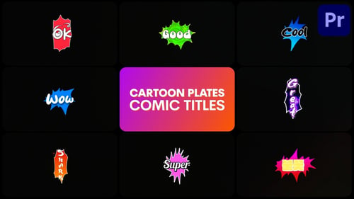 Download Cartoon Plates Comic Titles | Premiere Pro MOGRT Premiere Pro Template