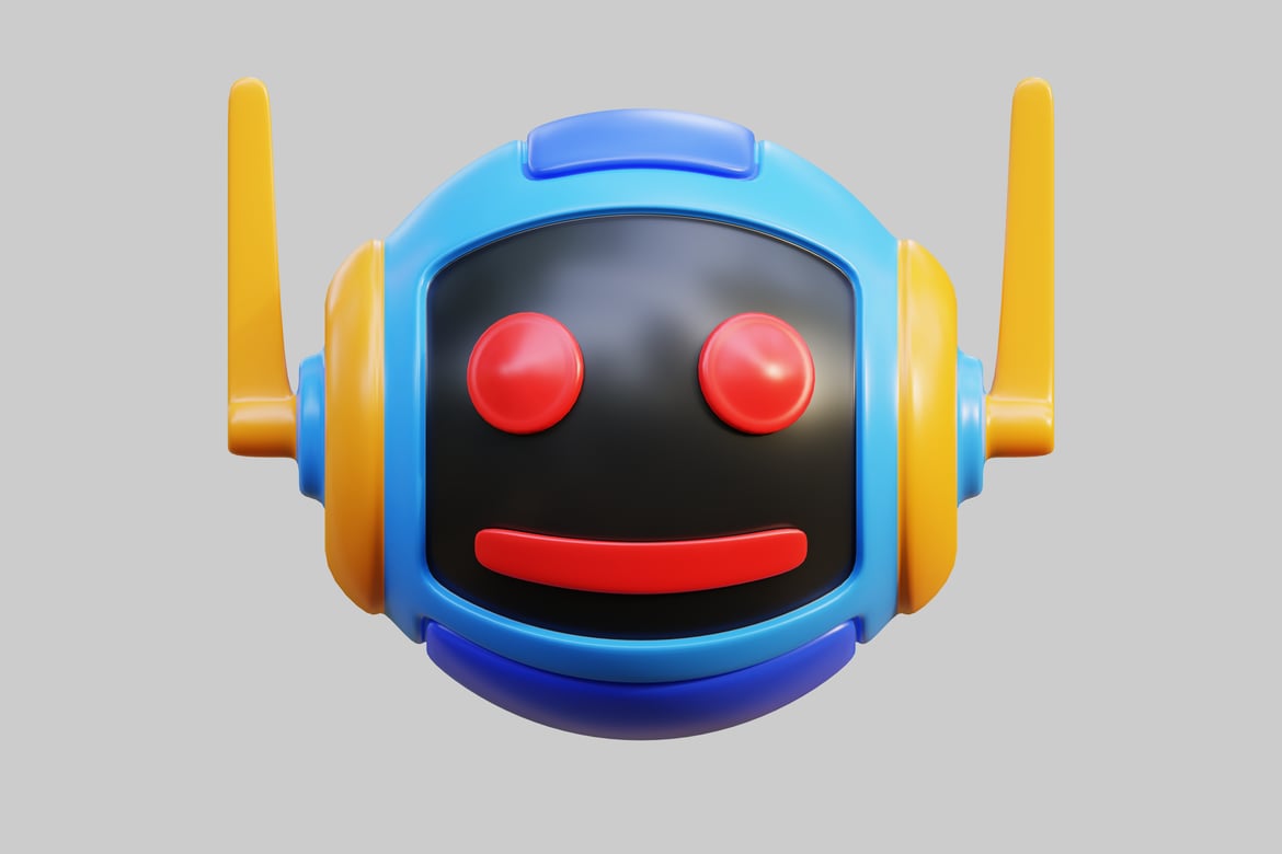 Download Cartoon robot head. 3D Model