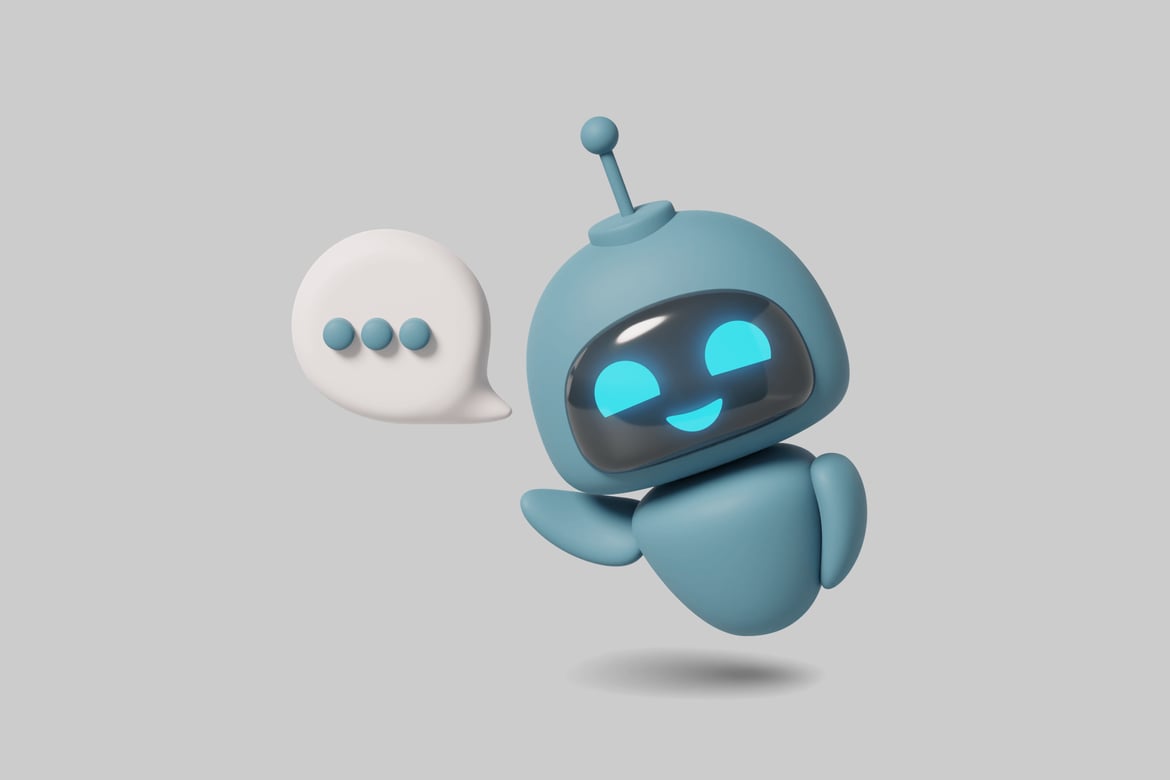 Download Cartoon robot with speech bubble 3D Model