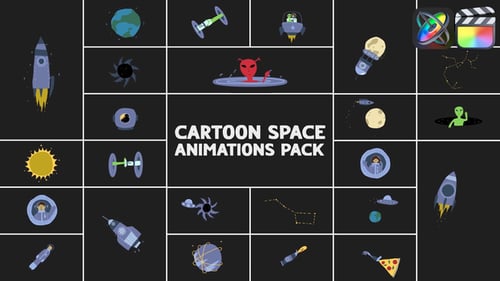 Download Cartoon Space Animations Pack for FCPX Apple Motion Template