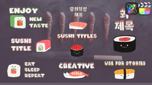 Download Cartoon Sushi Titles for FCPX Apple Motion Template