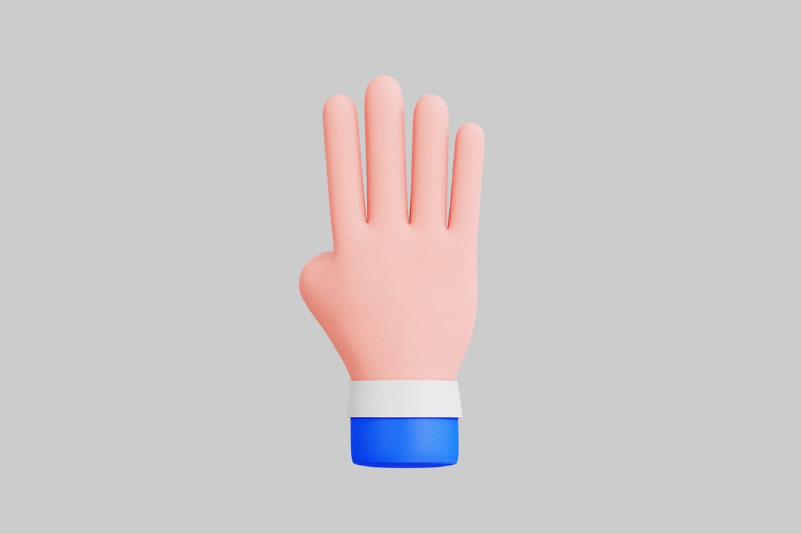 Download Cartoonish hand with wristband. 3D Model