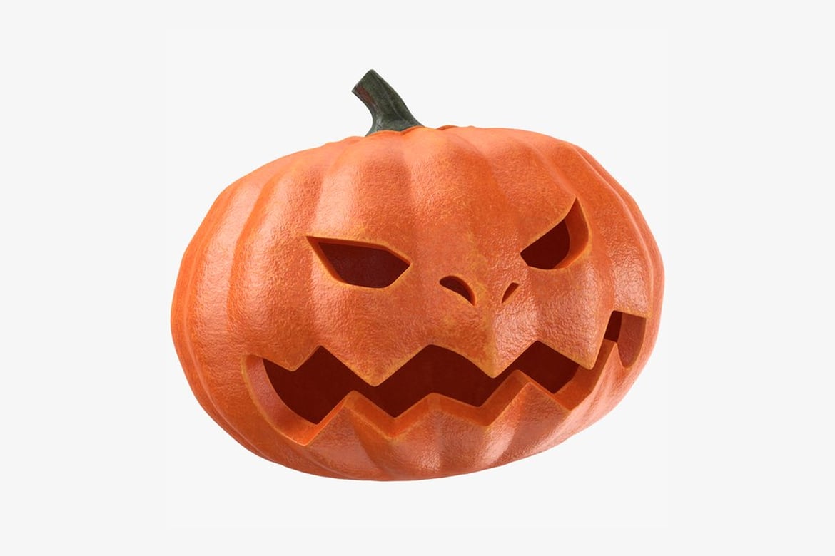 Download Carved Pumpkin with Menacing Expression 3D Model