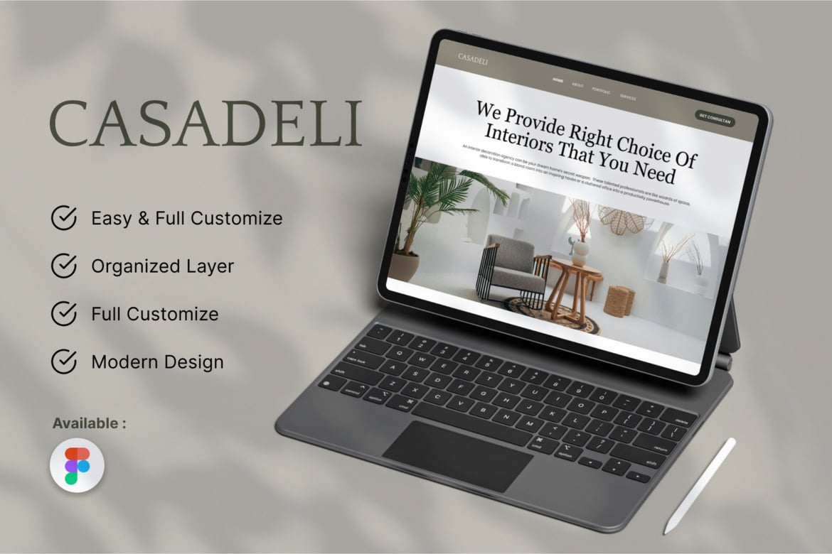 Download Casadeli - Interior Landing Page Figma Design