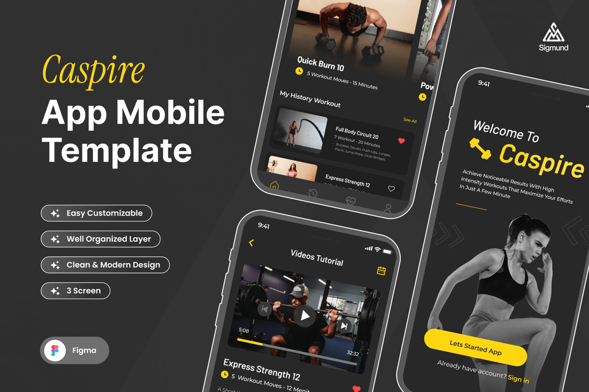 Download Caspire - Workout App Mobile UI Kits Figma Design