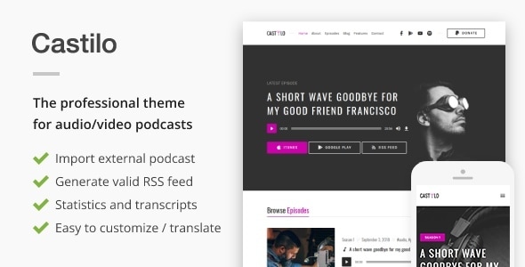 Download Castilo - Audio Podcast WordPress Theme Flutter App