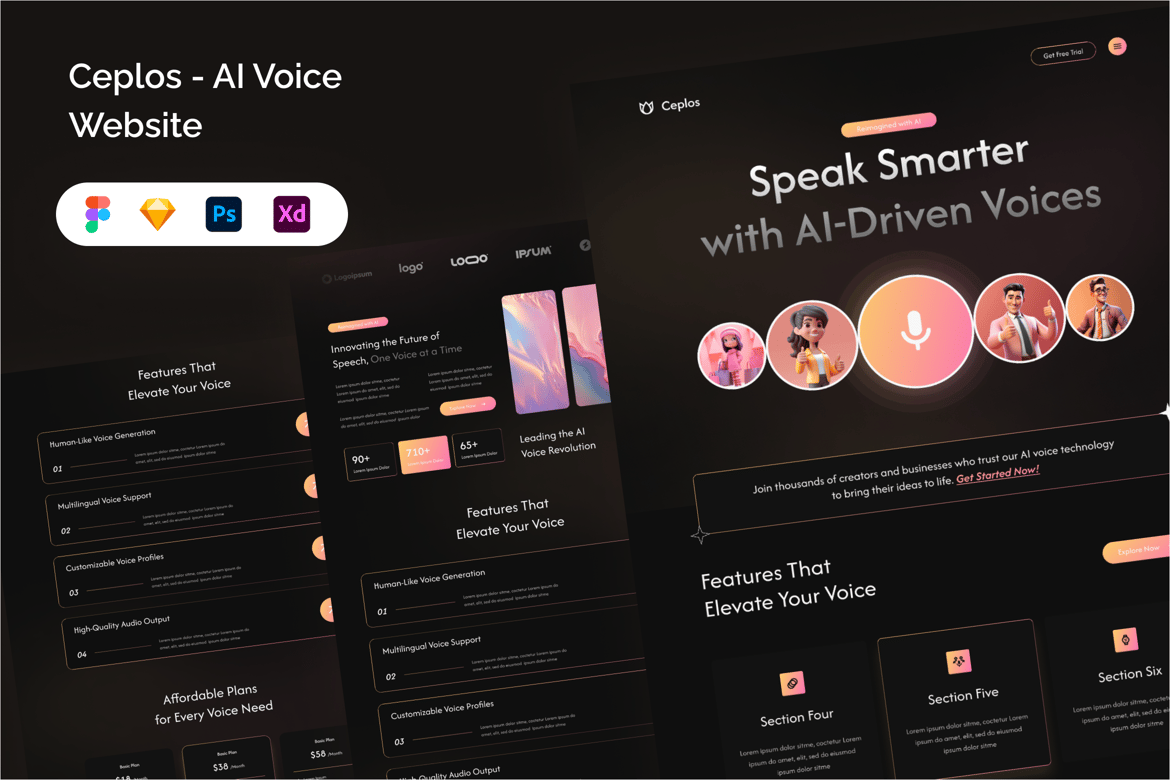 Download Ceplos - AI Voice Website Figma Design